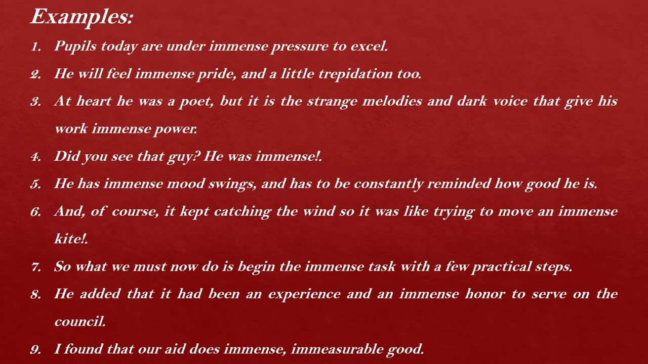 Immense Meaning and Example Sentences