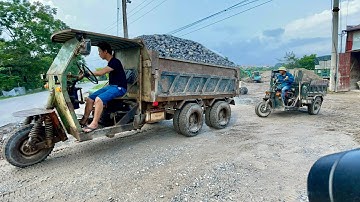 Công nông 1 khối máy nổ 24 chở cát cực khoẻ | máy xúc mini doosan 55 xúc cát | excavator truck
