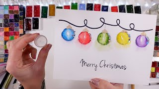 ✨ Glitter - Glowing Christmas Lights in Watercolour for Greeting Card Idea