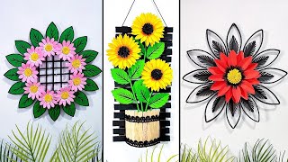 3 Best paper craft for home decoration | Paper wall hanging craft | Paper flower wall decoration