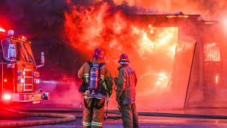 (Well Involved) 3rd Alarm Auto Body Shop Fire: Compton