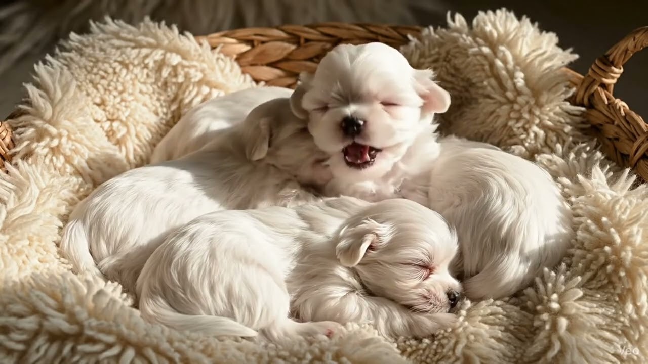 4 Baby Maltese Puppies Napping Together 🐶✨ | Cutest Puppy Sleep Video