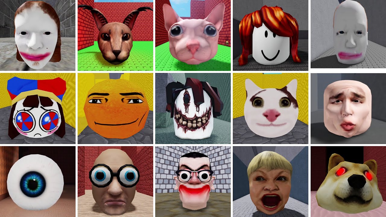 UPDATE ROBLOX HEAD JUMPSCARES in Scary Obby Escape Running Head,Escape Mr Head,Doge Head Escape