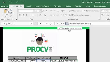 TRATAMENTO DE ERRO NO EXCEL (SEERRO) - Excel RAP10
