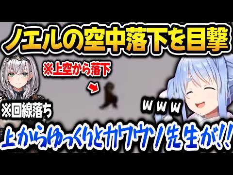 【#ホロ鯖ARK】空から落下するノエルを目撃！ノエルの予想外の行動に爆笑するぺこらｗｗｗ【ホロライブ切り抜き/兎田ぺこら】
