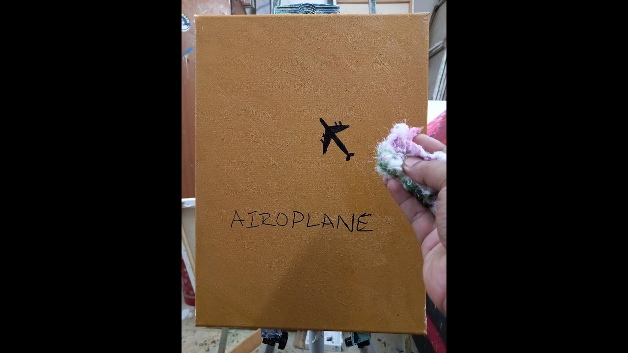 How to make easy Airplane painting in acrylic paint, simple art for