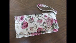 DIY クラッチバッグ 作り方。正方形の布３枚で作ります。