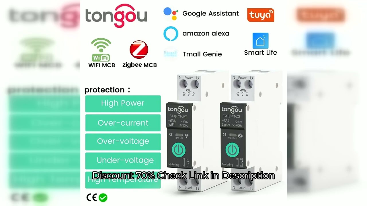 TUYA WiFi/ZigBee MCB Smart Circuit Breaker Over Current Under Voltage Protection Power Metering 1-63