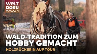 TRADITIONELLE HOBBYS: Holzrücken im bayerischen Ellingen - Rosserin mit Zossen auf Holzrücker-Tour