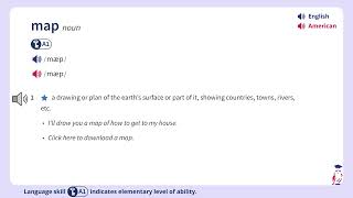 Definition of "map (noun)" from the Oxford Advanced Learner's Dictionary.