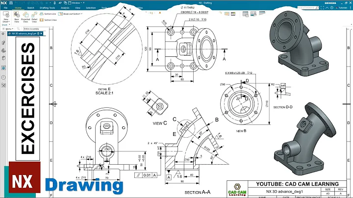 SIEMENS NX DRAFTING #14 | 2D Drawing Practice Excercises - Basic to Advanced tutorials for beginers