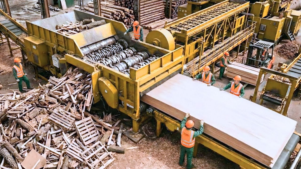 INSIDE THE BIGGEST WOOD SAWMILL PLANT – HOW SCRAP WOOD TURNS INTO GLOSSY MDF PANELS | FACTORY TOUR