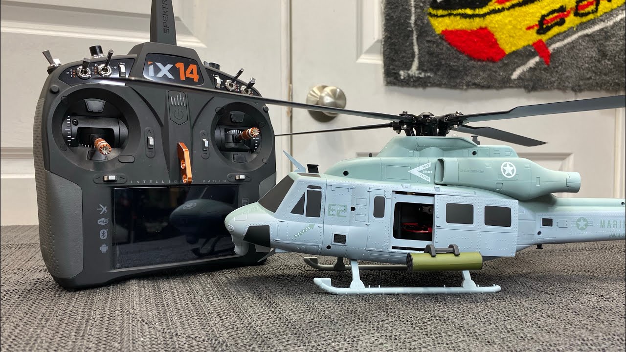 How To Setup A Goosky E2 UH-1Y Venom With A Spektrum Radio - YouTube