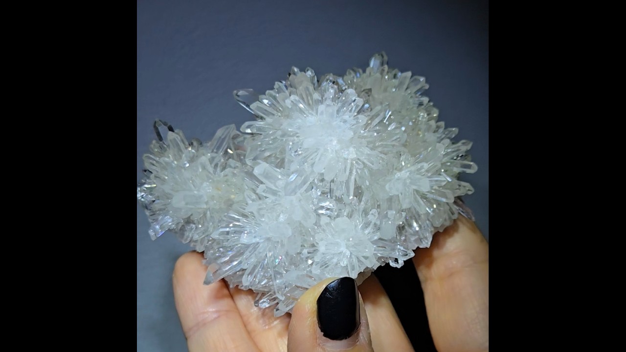 Chrysanthemum needle quartz with floral blooms, rainbows - CQ474