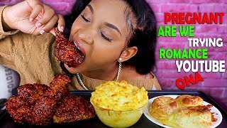 CHEESY KOREAN FRIED CHICKEN & MAC AND CHEESE MUKBANG 먹방 | QUEEN BEAST QNA