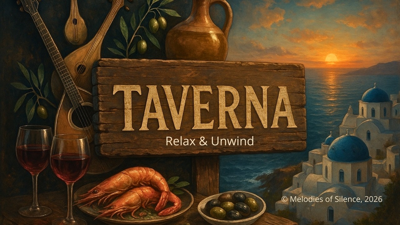 Greek Taverna by the Sea 🌙 LIVE | Evening Café Ambience for Focus & Presence