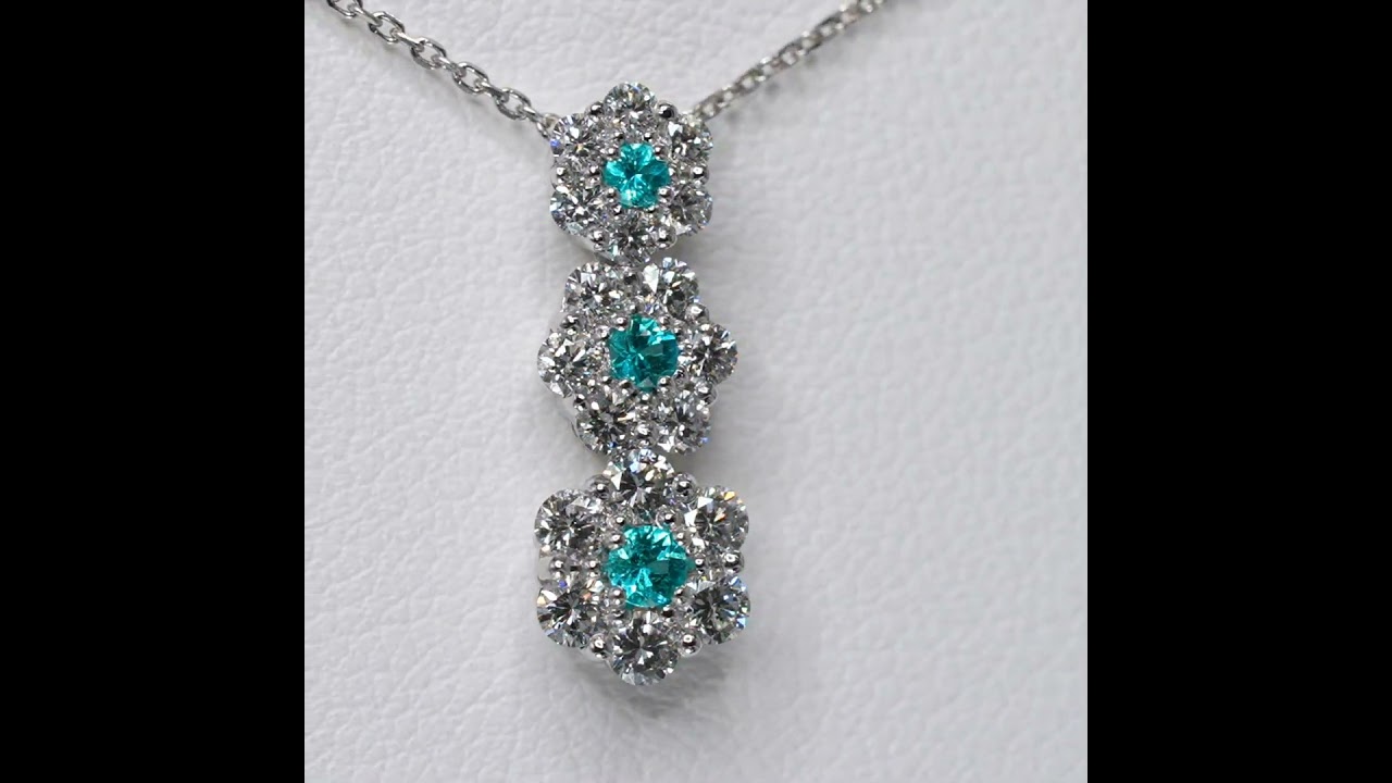 ブラジル産パライバトルマリン ダイヤモンドネックレス PA 0.10ct D