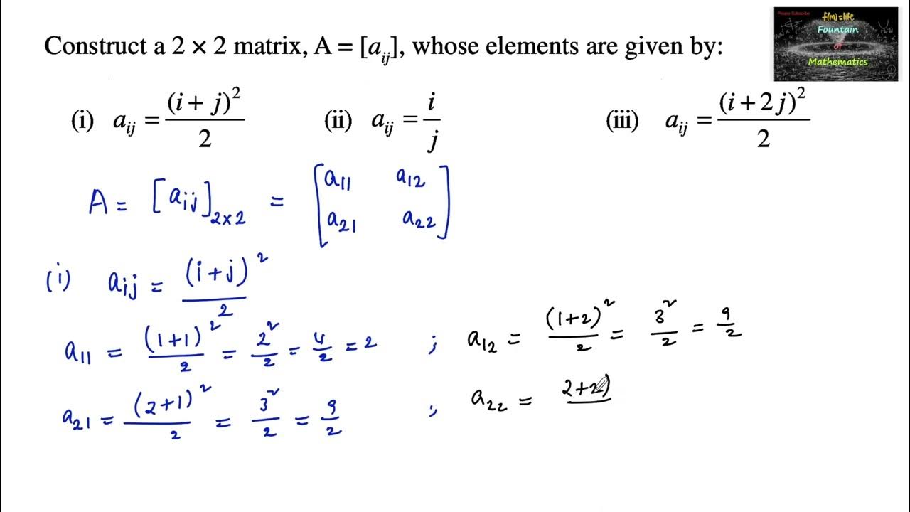 Construct a 2x2 matrix a aij whose elements are given by aij i j 