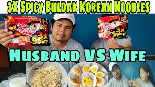 3XSpicy Buldak Korean Ramen Noodles Challenge With Egg&Lassi\Buda Vs Budi\Loser Should be punished
