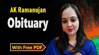 Obituary Poem by AK Ramanujan | Obituary by AK Ramanujan