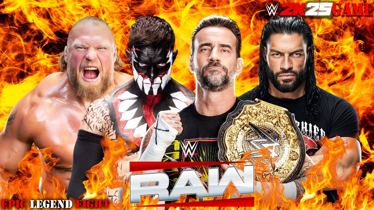 Main Event Tag – CM Punk Roman Reigns vs Finn Balor Brock Lesnar
