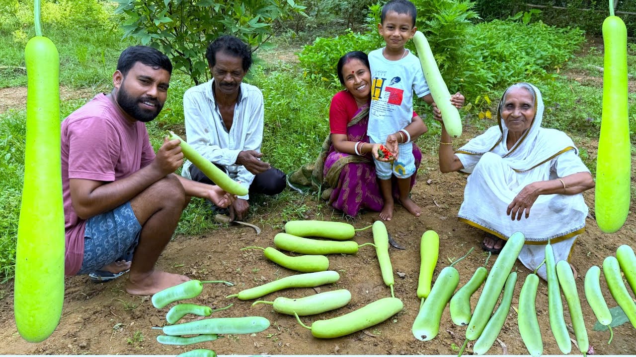 বর্ষার ছোট কৈ মাছ দিয়ে বাগানের তাজা সরু লম্বা লাউয়ের রান্না | villfood garden fresh Lauki recipe