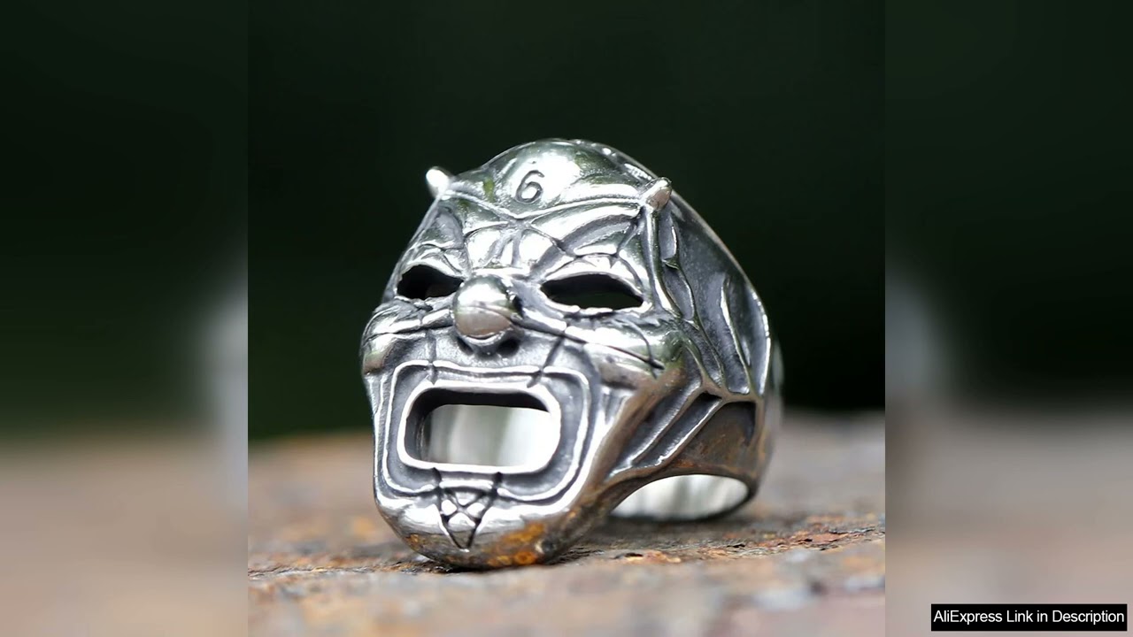 2023 Men's Flowers Skull Mask Ring Gothic 316L Stainless Steel Anel Motorcycle Review