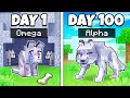 Surviving 100 DAYS as the ALPHA WOLF in Minecraft!