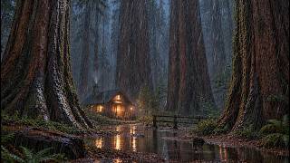 Redwood Rain Retreat 🌧️ Cozy Cabin & Heavy Rain Sounds for Sleep and Relaxation