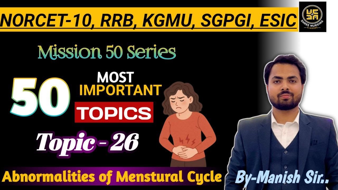 Abnormalities of Menstrual Cycle l it's Types, Causes, Symptoms l Shree Nursing Classes l Manish Sir