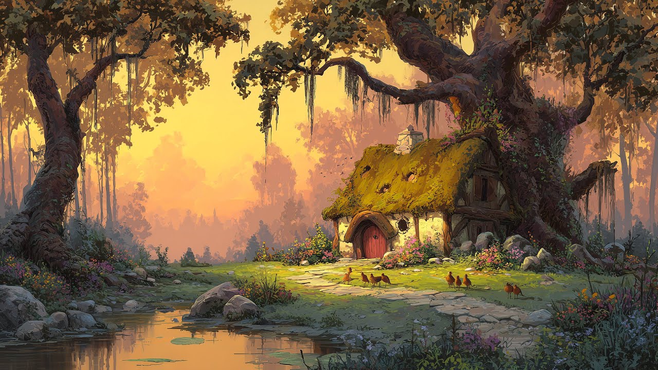 Disney Oldies Playing in Another Room ✨ Forest Cottage Ambience for Sleep, Study & Calm