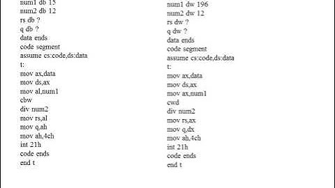 MSBTE Diploma Microprocessor( 22415) 7thExperiment :division of 2signed/unsigned numbers of 8/16bits