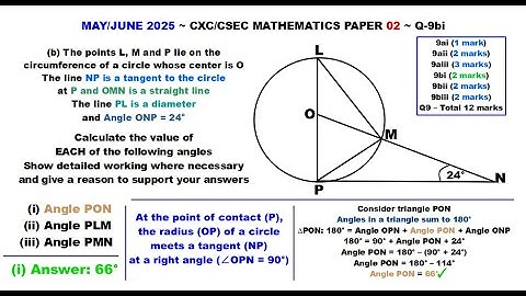 (MJ 2025) Circle Geometry: Tangent-Radius Theorem ~ Q9bi ~ Paper2-CSEC-MATHS-678