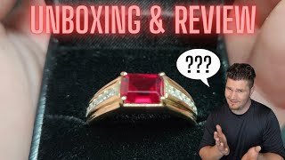 Men's 14k Gold Lab Ruby & Diamond Ring | Unboxing & Review