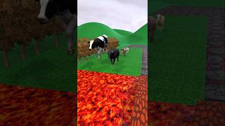 COW vs LAVA 🌋 Who Will Survive The Dangerous Bridge? 😱#cow #lava #animals #viral #shorts #ytshorts