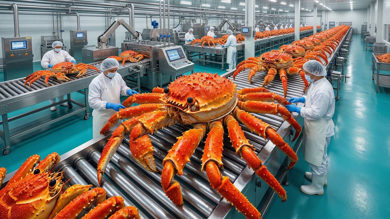 Inside the Alaska King Crab Factory – Full Process of Processing Giant Crabs (Full Process)