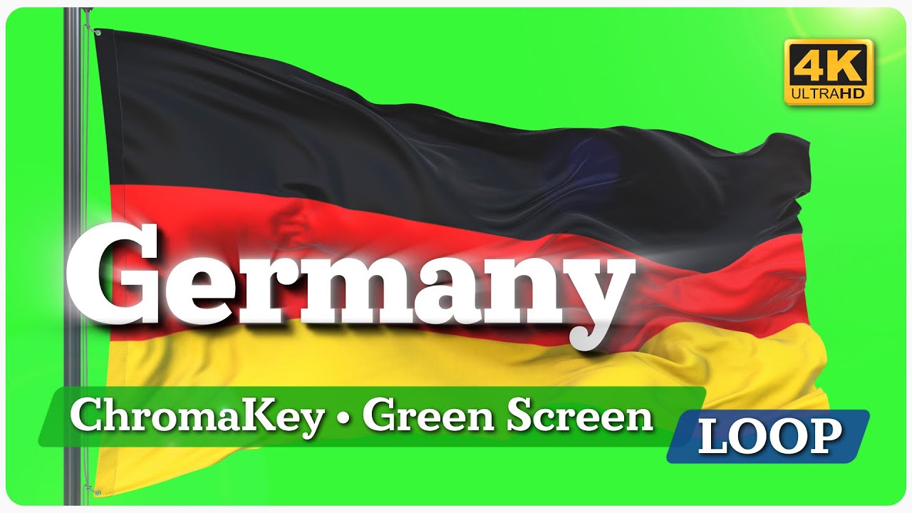 Germany (Deutschland) Waving Flag  |  Германия. Развевающийся флаг  [4K Chroma Key Loop]