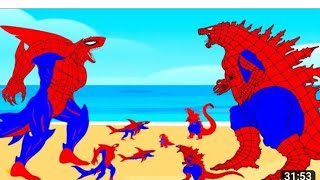 Team SPIDER GODZILLA vs Team SPIDER SHARKZILLA| Godzilla Cartoon Compilation Stick gaming007