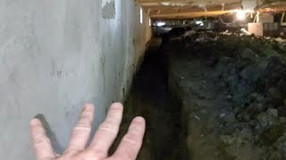 Digging A Crawl Space Inside Perimeter French Drain By Hand