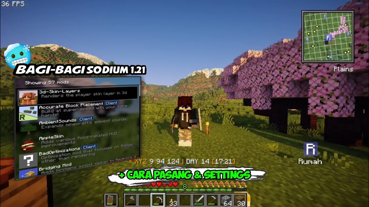 BAGI-BAGI MODSPACK SODIUM 1.21 V2 - MODSPACK KEREN || +CARA PASANG MODS & SETINGAN || TUTORIAL 😋🔥