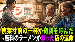 感動】廃業寸前のラーメン屋。若き女性店主は空腹と病の老夫婦に無料提供→数日後、会長が来店！彼女の過去を知る人物が店の全借金を肩代わりした