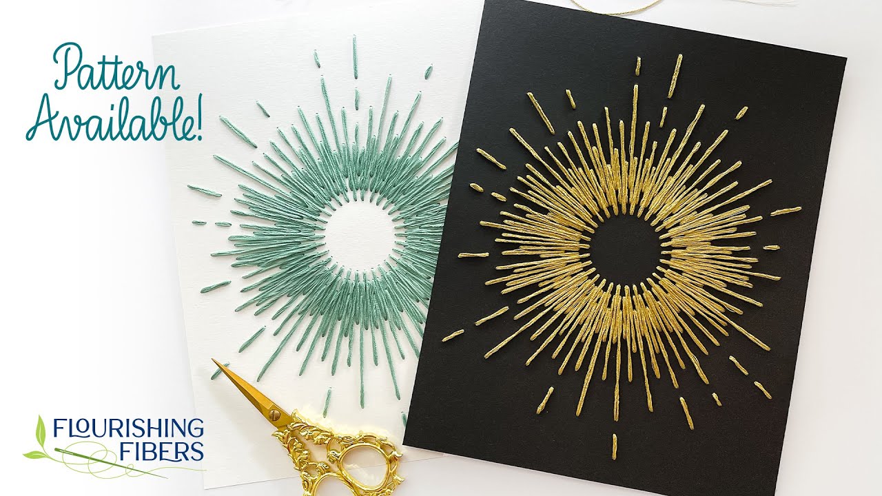 Урок по вышивке на бумаге: как вышить солнечный луч металлизированной нитью