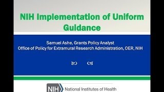 QvesvesA : Eye on NIH Policy OMB Uniform Guidance What it Means for You