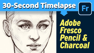 Charcoal Drawing in Adobe Fresco (30-sec Timelapse)