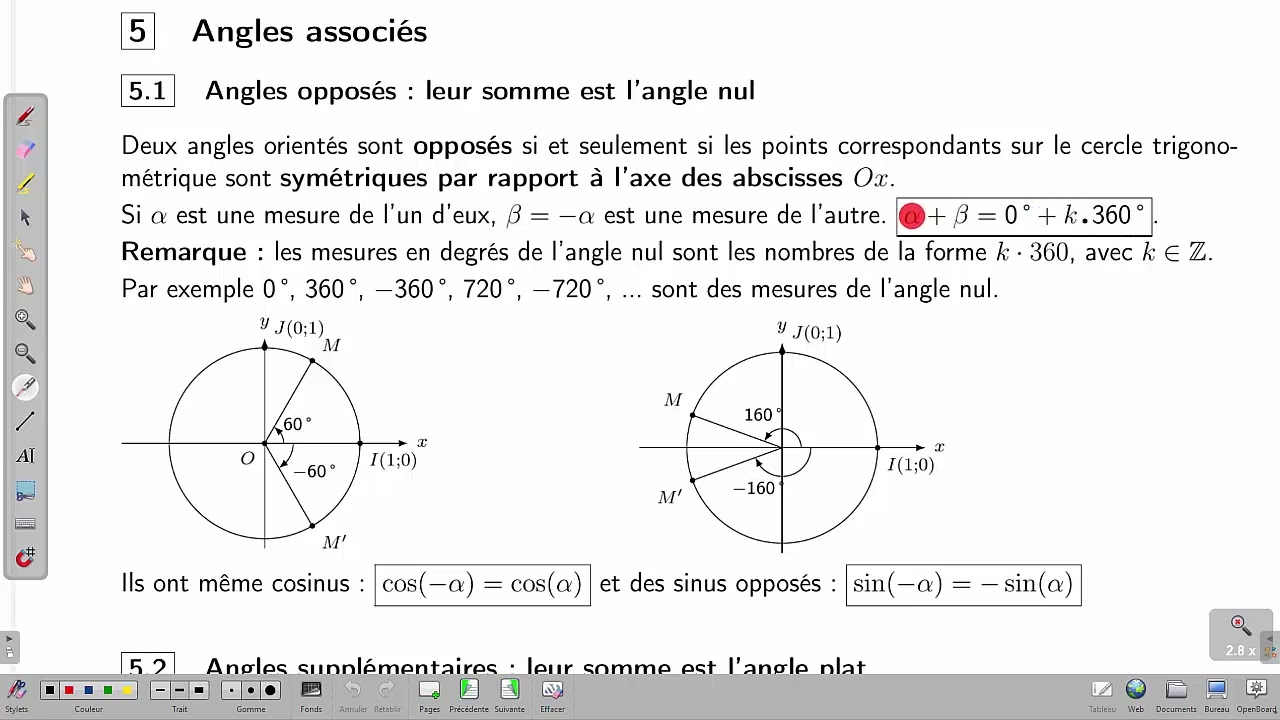 Angles associés - Visualisation dans mathgraph32