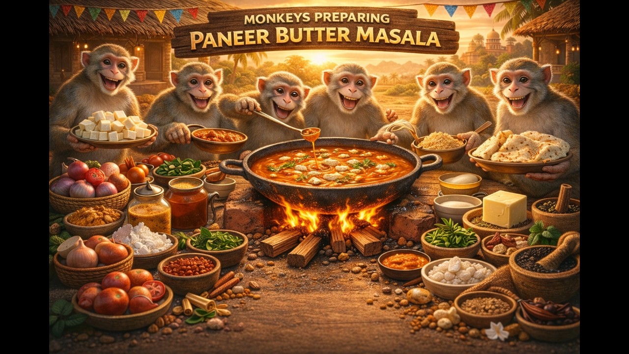 Monkeys Preparing Paneer Butter Masala | Amazing Traditional Indian Village Life