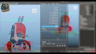 4 legs robot rig and auto walk in maya