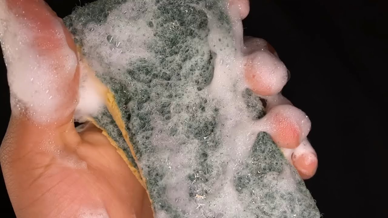 ASMR SPONGE RIPPING // USED SOAPY CELLULOSE SPONGE RIPPING 