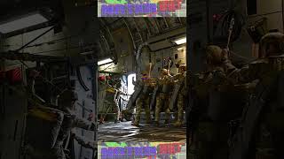 U.S. Army soldiers perform a static line jump from a C-17 Globemaster III