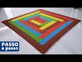 Tapete quadrado em crochê, MODELO MOSAICO DE CORES passo a passo